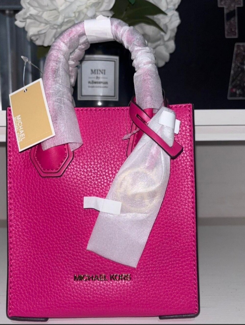 NEW Michael Kors Pink Mini Tote Shoulder Bag, Crossbody Bag  Leather